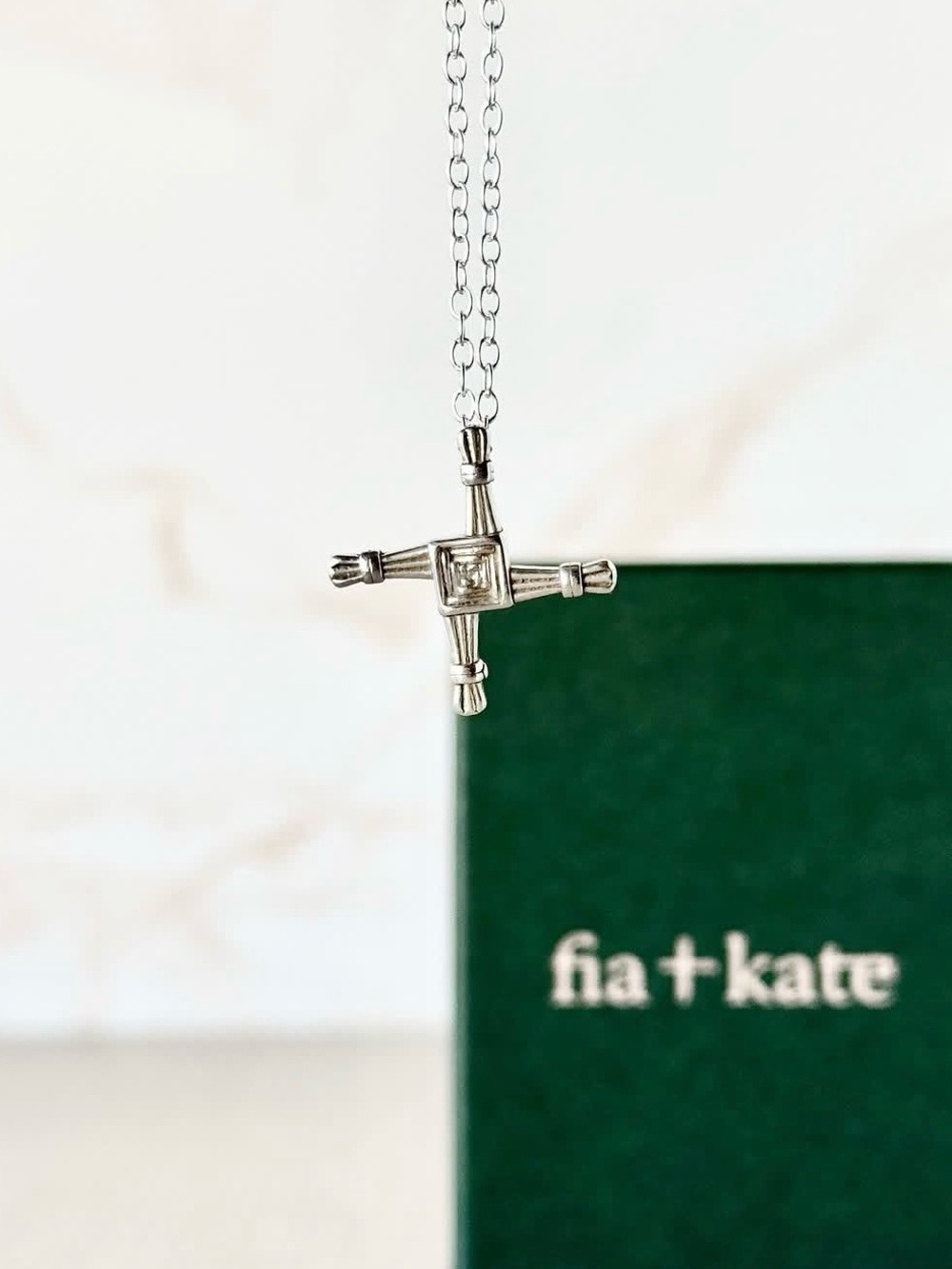 Fia + Kate Silver St. Brigid’s Cross Pendant, Necklace, Made in Ireland , NIB